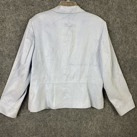 Talbots Suede Cloth Zip Front Jacket Blue Lined Shoulder Pads Size 20 - Picture 9 of 15